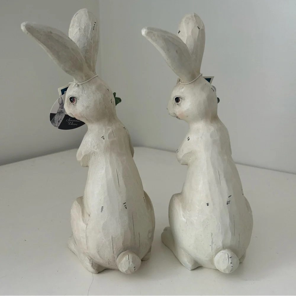 White Bunny Figurines with Carrots by Martha Stewart Set of 2 - Picture 2 of 9
